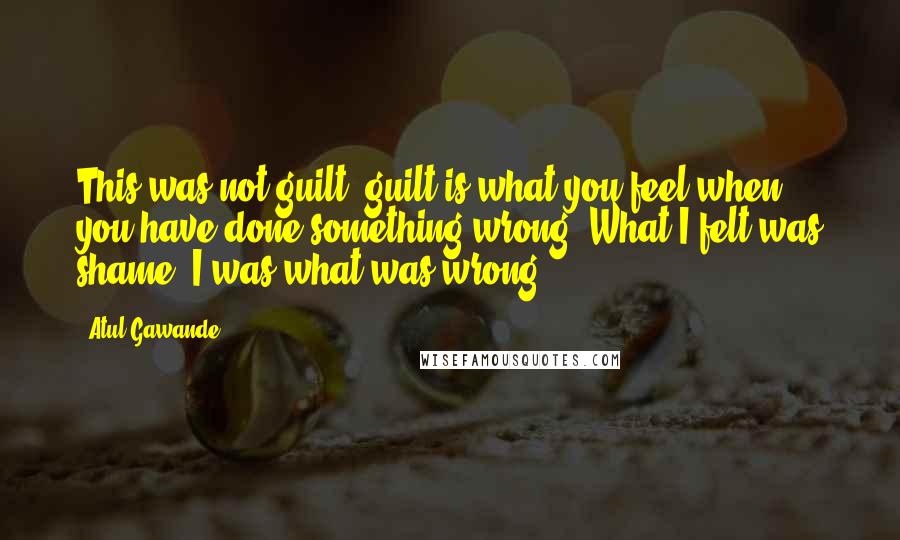 Atul Gawande Quotes: This was not guilt: guilt is what you feel when you have done something wrong. What I felt was shame: I was what was wrong.