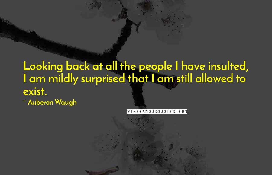 Auberon Waugh Quotes: Looking back at all the people I have insulted, I am mildly surprised that I am still allowed to exist.