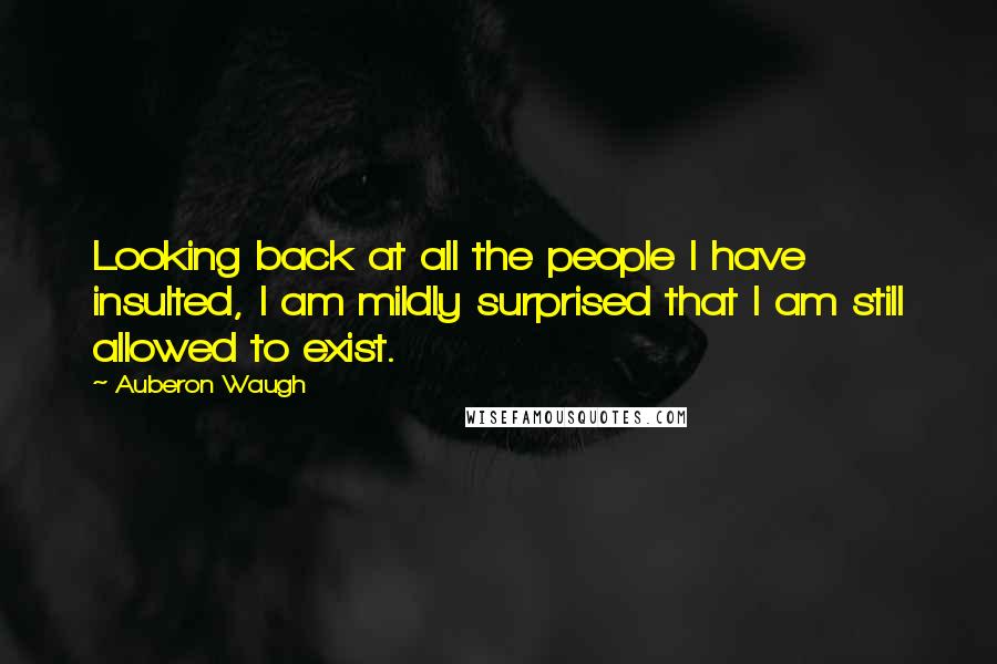 Auberon Waugh Quotes: Looking back at all the people I have insulted, I am mildly surprised that I am still allowed to exist.