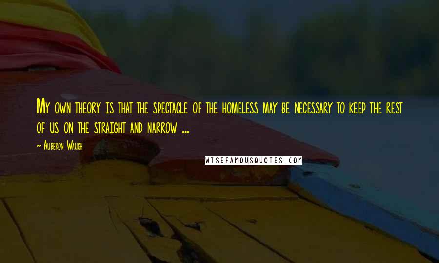 Auberon Waugh Quotes: My own theory is that the spectacle of the homeless may be necessary to keep the rest of us on the straight and narrow ...