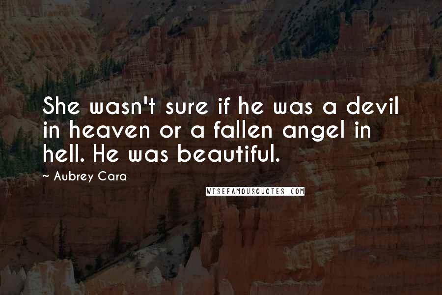 Aubrey Cara Quotes: She wasn't sure if he was a devil in heaven or a fallen angel in hell. He was beautiful.