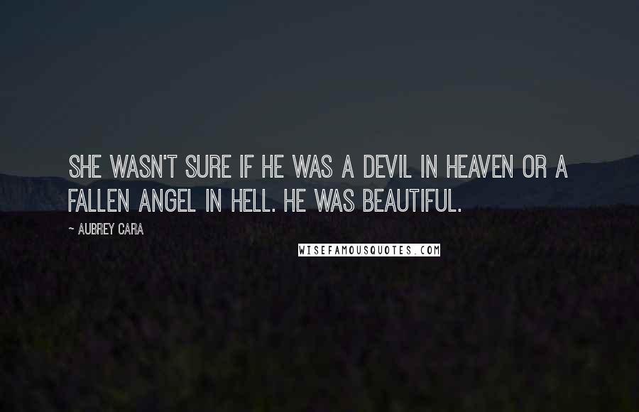 Aubrey Cara Quotes: She wasn't sure if he was a devil in heaven or a fallen angel in hell. He was beautiful.
