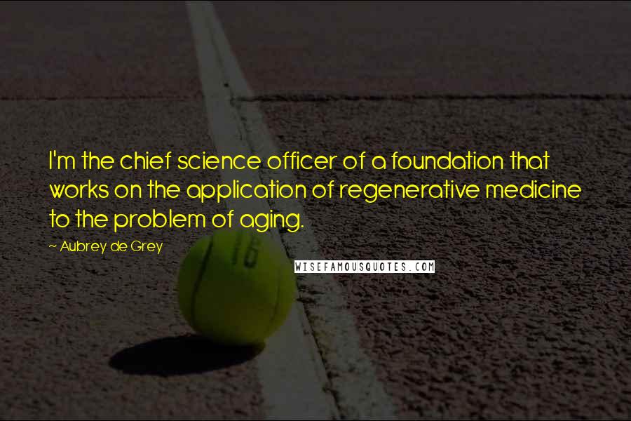 Aubrey De Grey Quotes: I'm the chief science officer of a foundation that works on the application of regenerative medicine to the problem of aging.