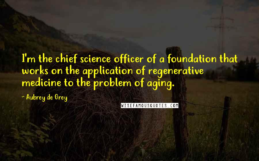 Aubrey De Grey Quotes: I'm the chief science officer of a foundation that works on the application of regenerative medicine to the problem of aging.