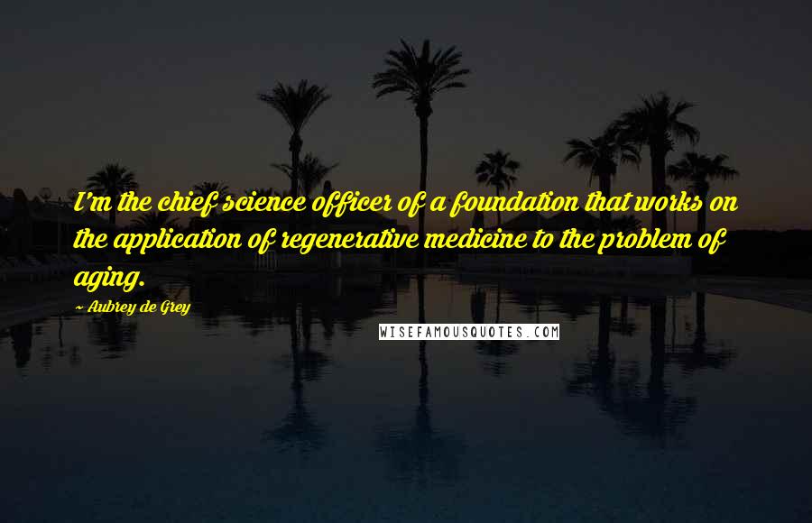 Aubrey De Grey Quotes: I'm the chief science officer of a foundation that works on the application of regenerative medicine to the problem of aging.