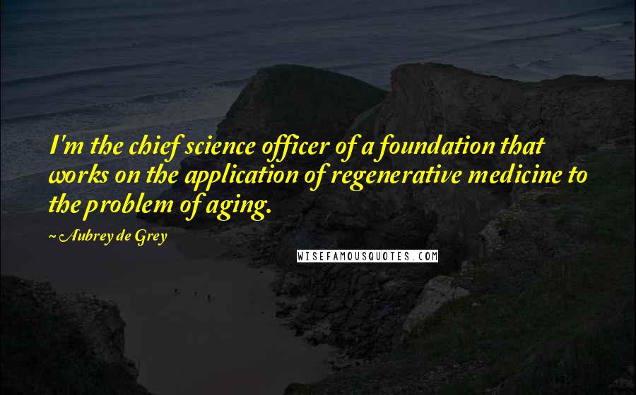 Aubrey De Grey Quotes: I'm the chief science officer of a foundation that works on the application of regenerative medicine to the problem of aging.