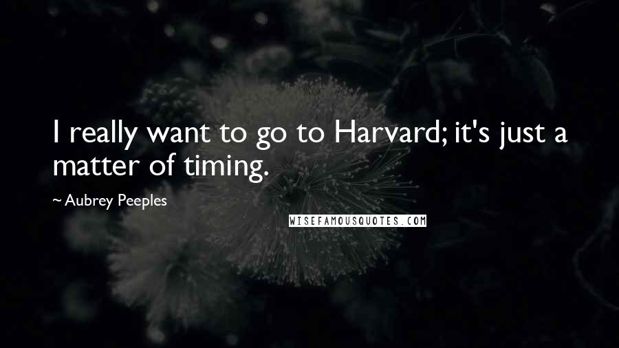 Aubrey Peeples Quotes: I really want to go to Harvard; it's just a matter of timing.