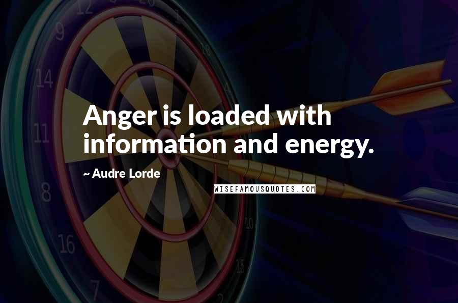 Audre Lorde Quotes: Anger is loaded with information and energy.