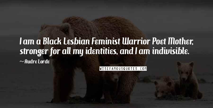 Audre Lorde Quotes: I am a Black Lesbian Feminist Warrior Poet Mother, stronger for all my identities, and I am indivisible.