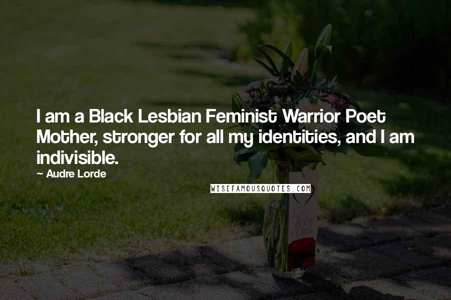 Audre Lorde Quotes: I am a Black Lesbian Feminist Warrior Poet Mother, stronger for all my identities, and I am indivisible.