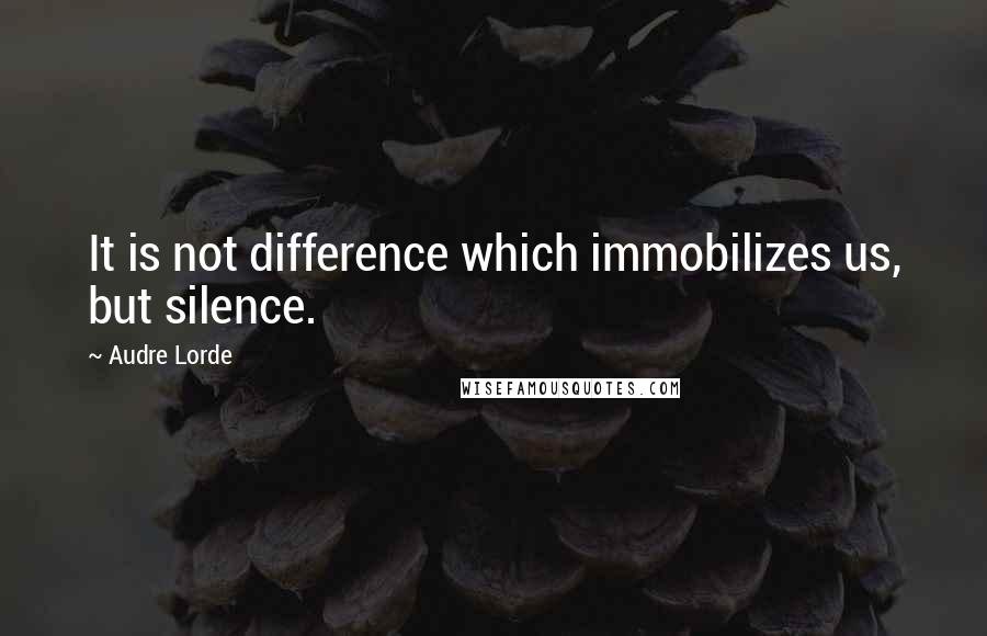 Audre Lorde Quotes: It is not difference which immobilizes us, but silence.