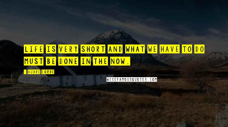 Audre Lorde Quotes: Life is very short and what we have to do must be done in the now.