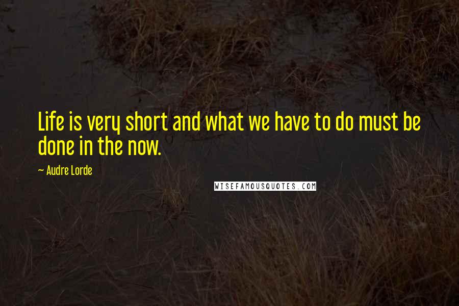 Audre Lorde Quotes: Life is very short and what we have to do must be done in the now.