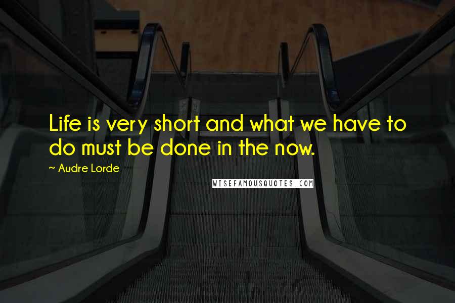 Audre Lorde Quotes: Life is very short and what we have to do must be done in the now.
