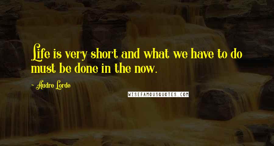 Audre Lorde Quotes: Life is very short and what we have to do must be done in the now.