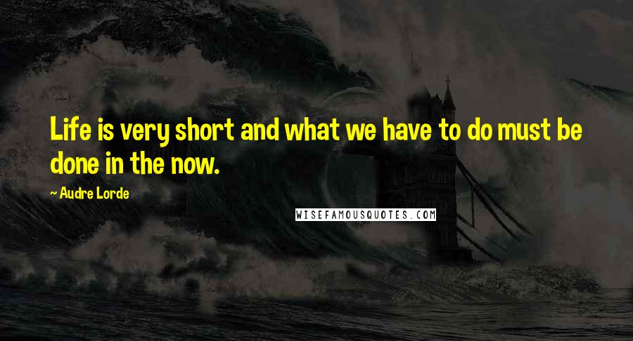 Audre Lorde Quotes: Life is very short and what we have to do must be done in the now.