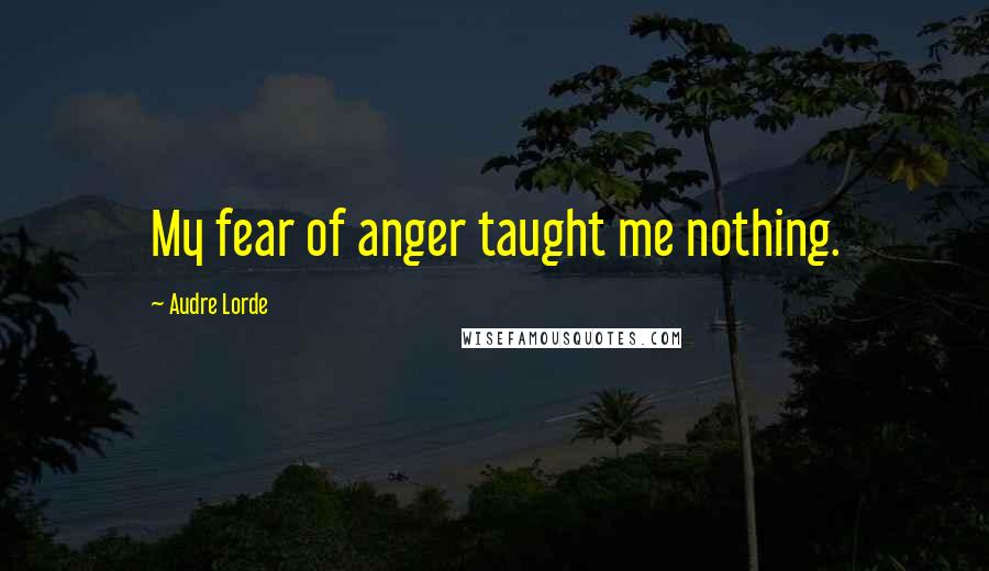 Audre Lorde Quotes: My fear of anger taught me nothing.