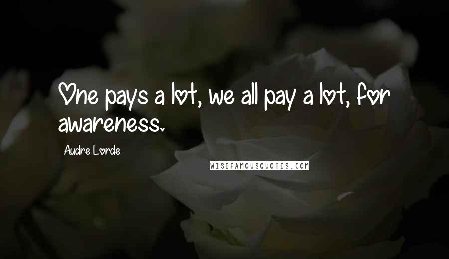 Audre Lorde Quotes: One pays a lot, we all pay a lot, for awareness.