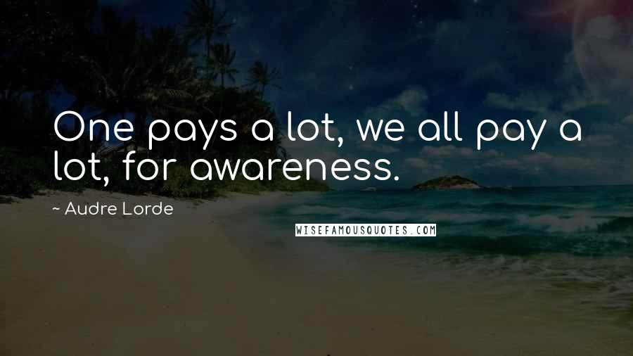 Audre Lorde Quotes: One pays a lot, we all pay a lot, for awareness.