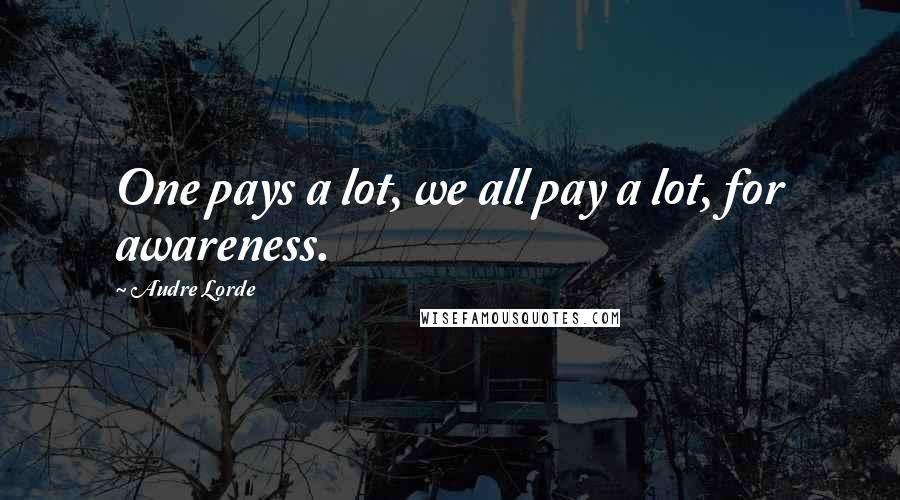 Audre Lorde Quotes: One pays a lot, we all pay a lot, for awareness.