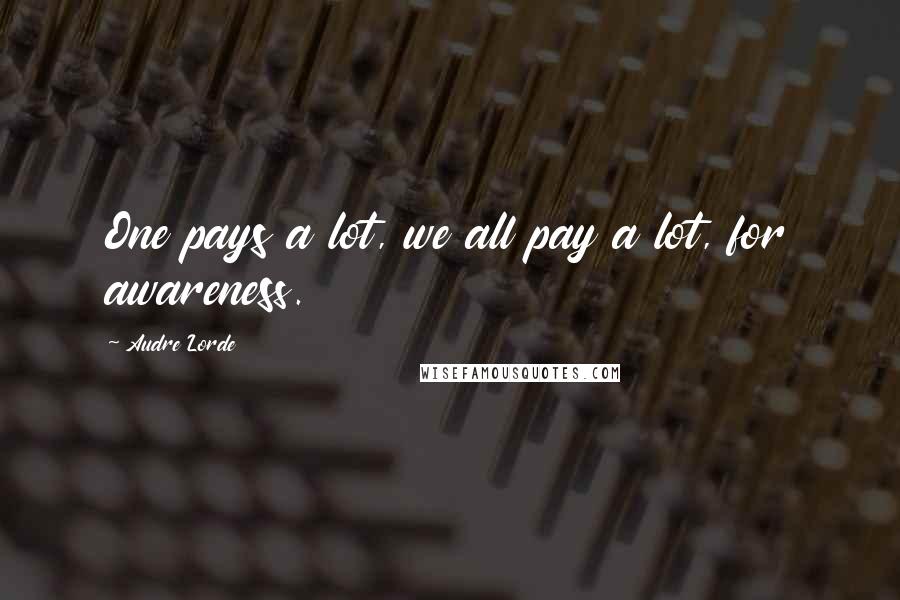 Audre Lorde Quotes: One pays a lot, we all pay a lot, for awareness.