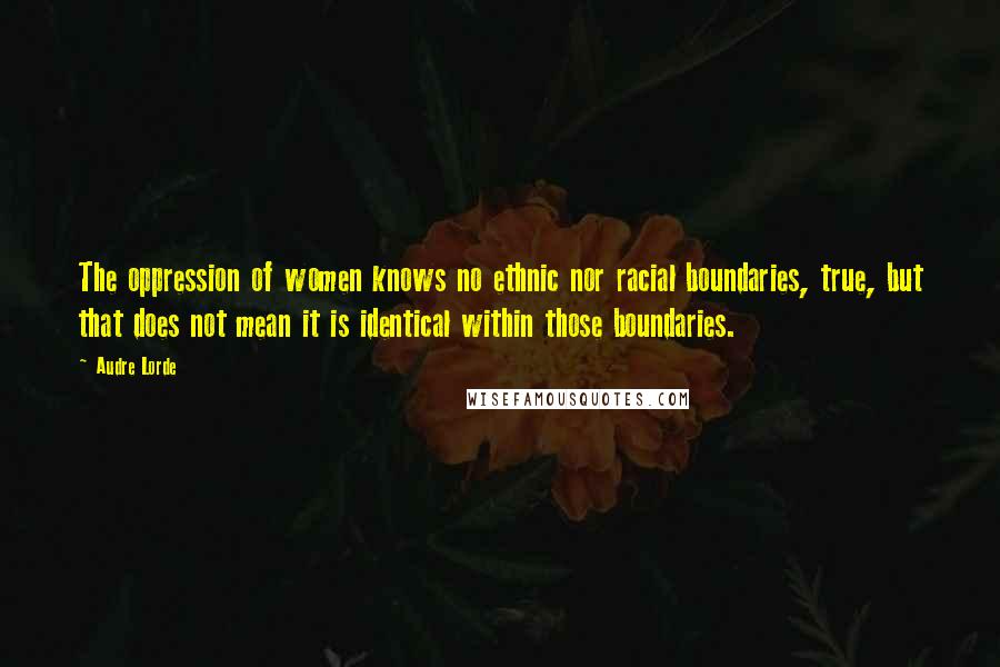 Audre Lorde Quotes: The oppression of women knows no ethnic nor racial boundaries, true, but that does not mean it is identical within those boundaries.