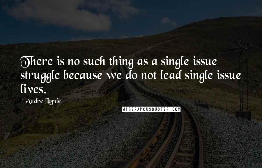 Audre Lorde Quotes: There is no such thing as a single issue struggle because we do not lead single issue lives.