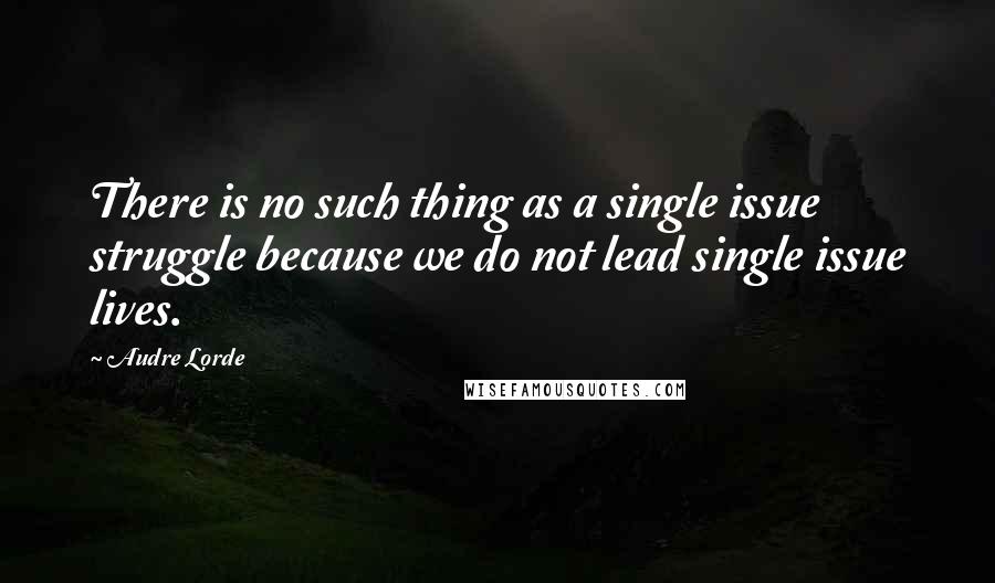 Audre Lorde Quotes: There is no such thing as a single issue struggle because we do not lead single issue lives.