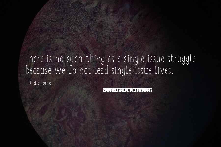 Audre Lorde Quotes: There is no such thing as a single issue struggle because we do not lead single issue lives.