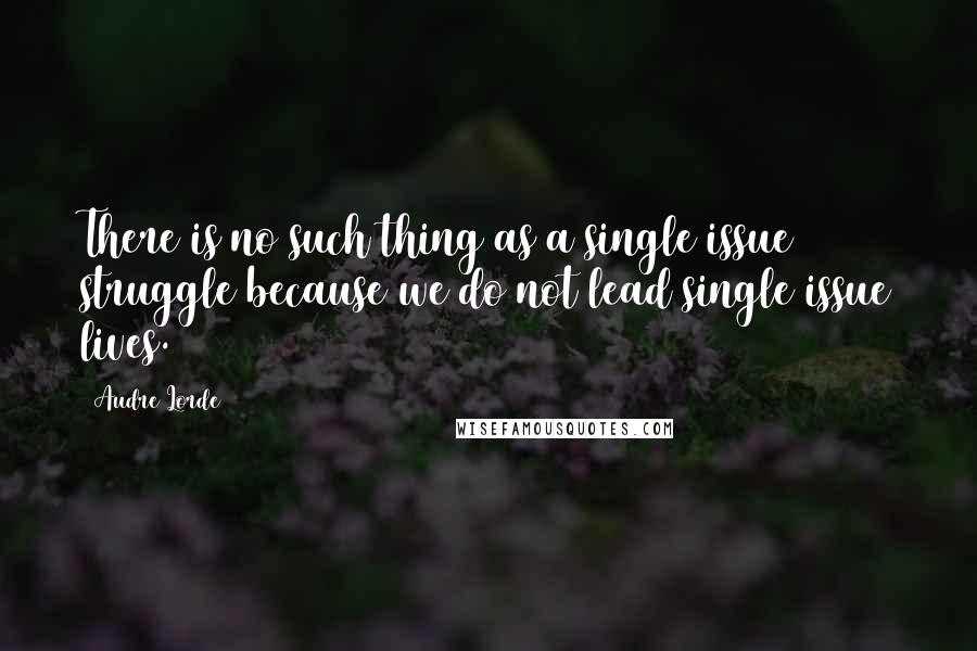 Audre Lorde Quotes: There is no such thing as a single issue struggle because we do not lead single issue lives.