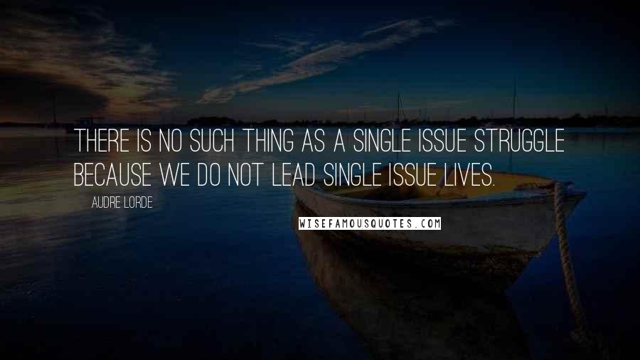 Audre Lorde Quotes: There is no such thing as a single issue struggle because we do not lead single issue lives.