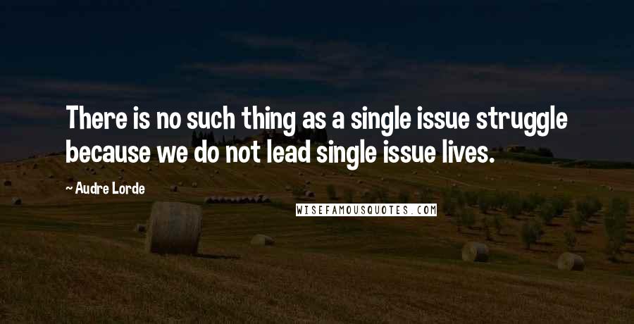 Audre Lorde Quotes: There is no such thing as a single issue struggle because we do not lead single issue lives.