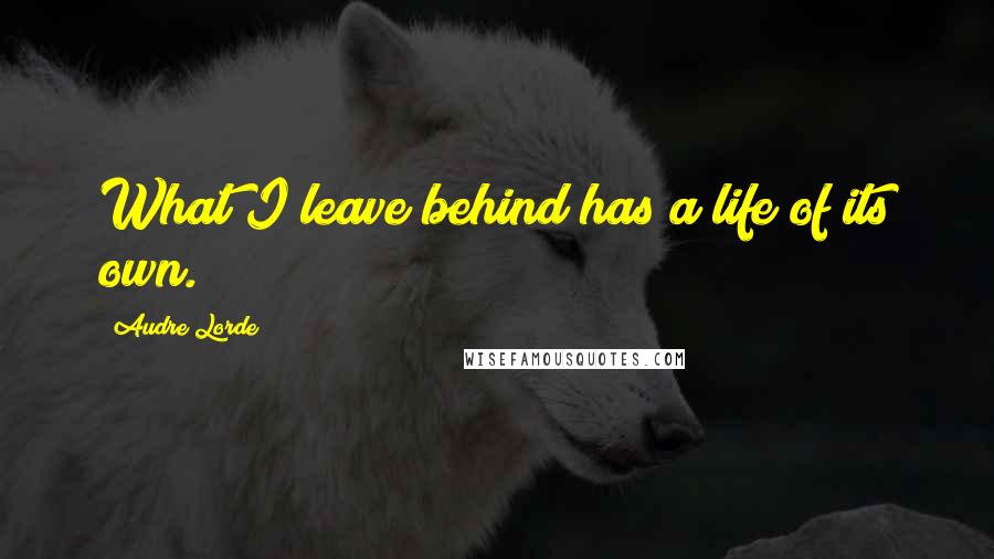 Audre Lorde Quotes: What I leave behind has a life of its own.