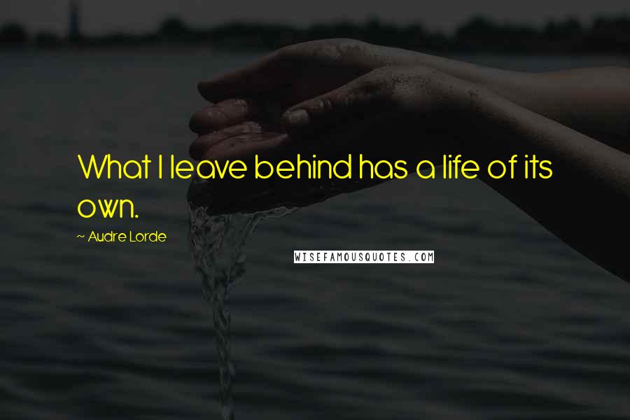 Audre Lorde Quotes: What I leave behind has a life of its own.