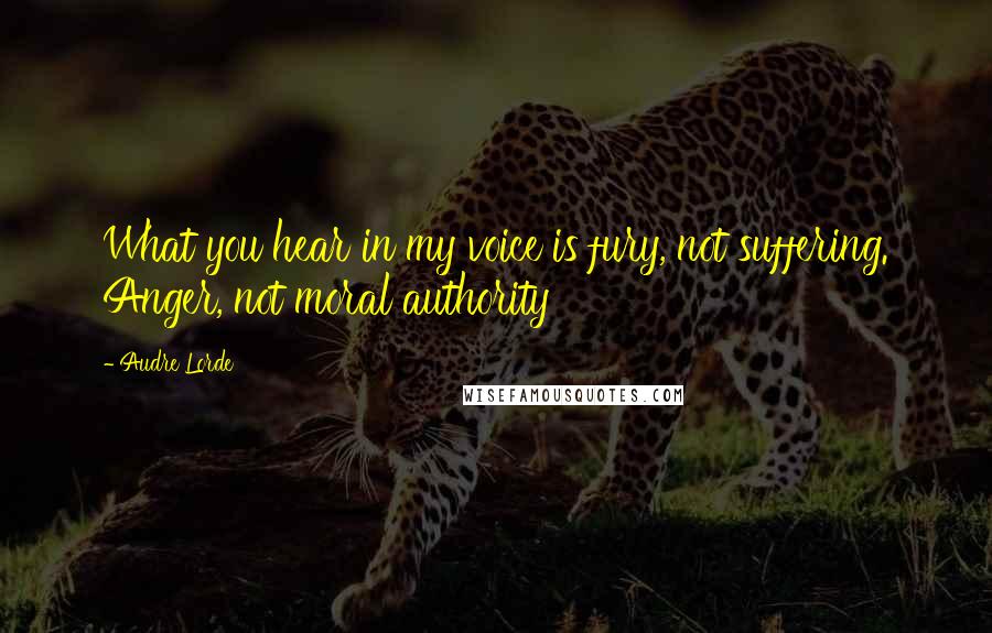 Audre Lorde Quotes: What you hear in my voice is fury, not suffering. Anger, not moral authority