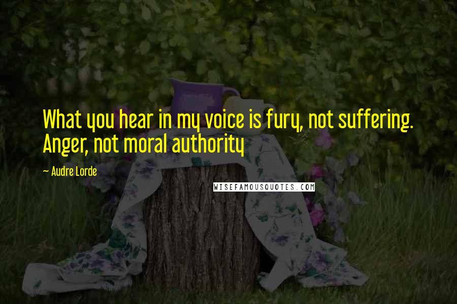 Audre Lorde Quotes: What you hear in my voice is fury, not suffering. Anger, not moral authority