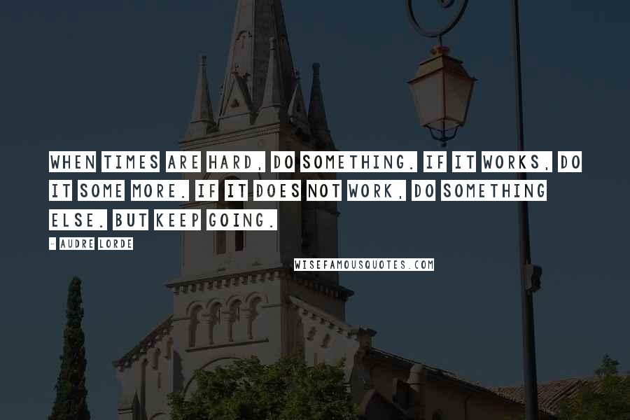 Audre Lorde Quotes: When times are hard, do something. If it works, do it some more. If it does not work, do something else. But keep going.