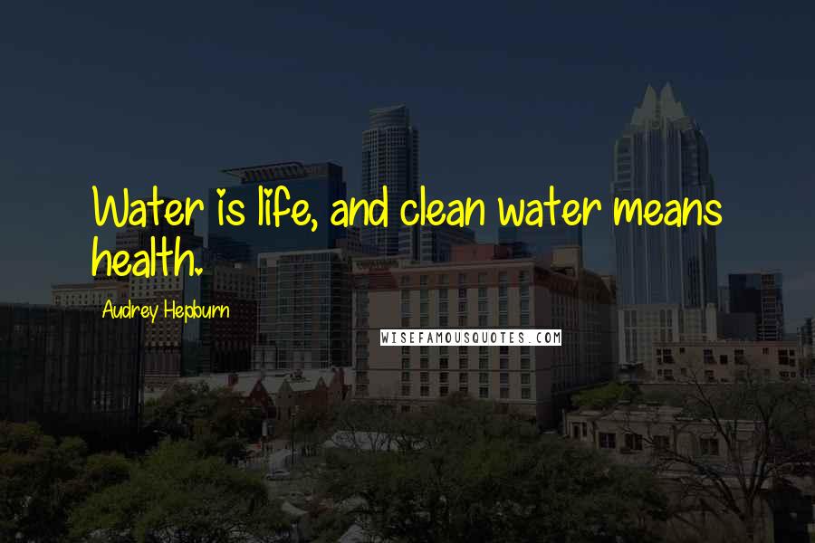 Audrey Hepburn Quotes: Water is life, and clean water means health.