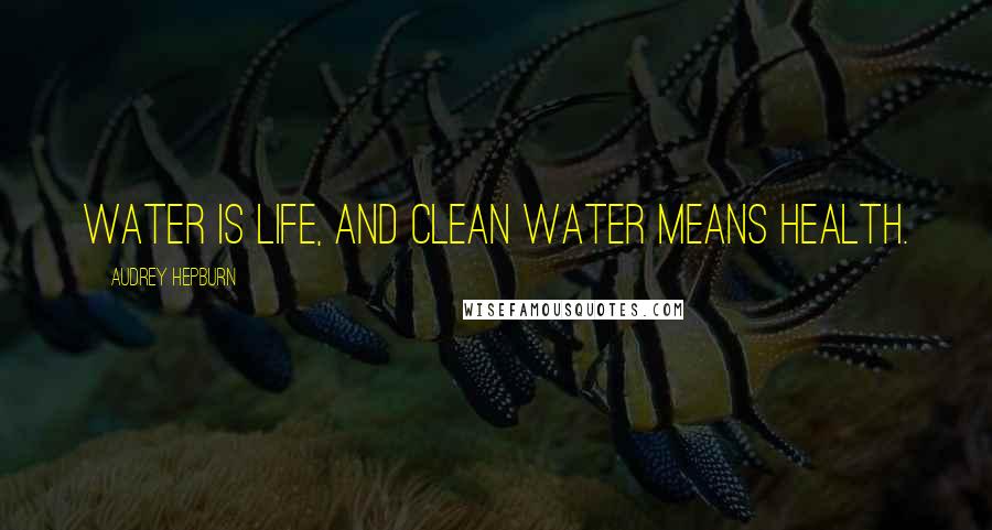 Audrey Hepburn Quotes: Water is life, and clean water means health.