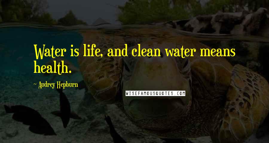 Audrey Hepburn Quotes: Water is life, and clean water means health.