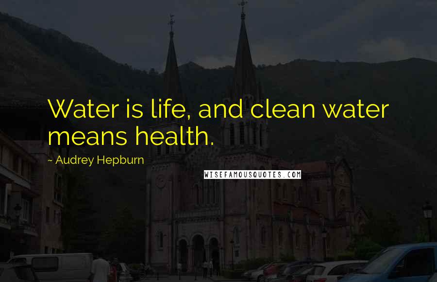 Audrey Hepburn Quotes: Water is life, and clean water means health.