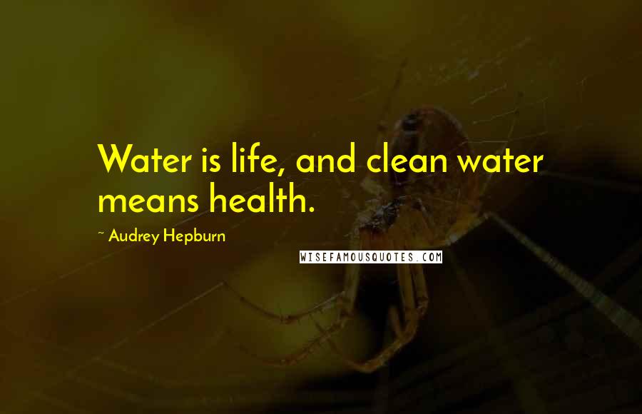 Audrey Hepburn Quotes: Water is life, and clean water means health.