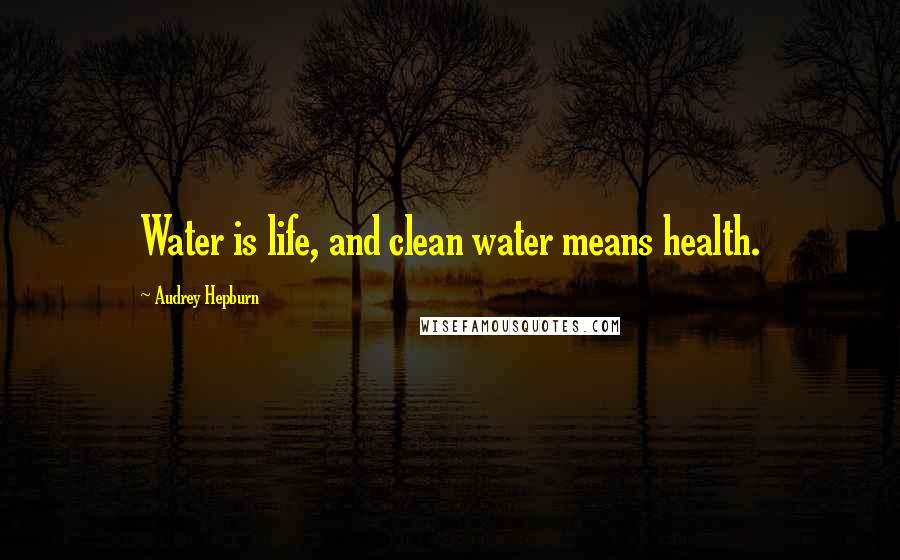 Audrey Hepburn Quotes: Water is life, and clean water means health.