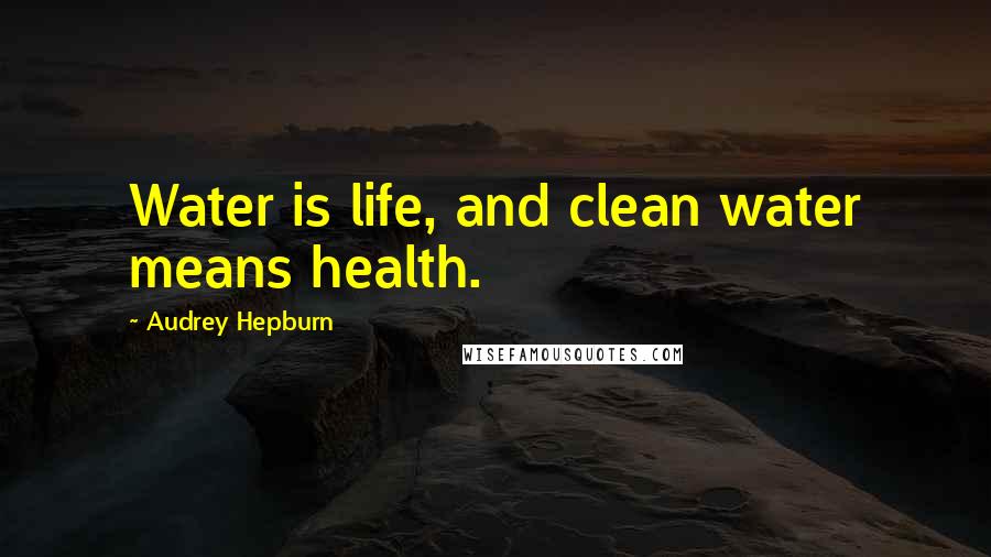 Audrey Hepburn Quotes: Water is life, and clean water means health.