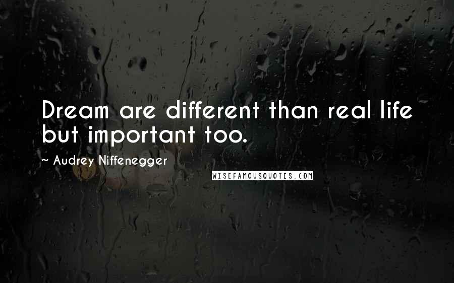 Audrey Niffenegger Quotes: Dream are different than real life but important too.