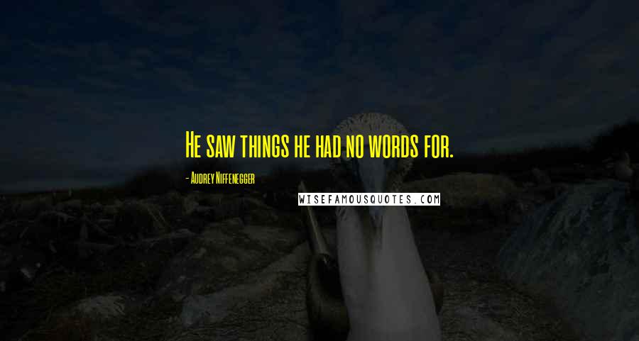 Audrey Niffenegger Quotes: He saw things he had no words for.