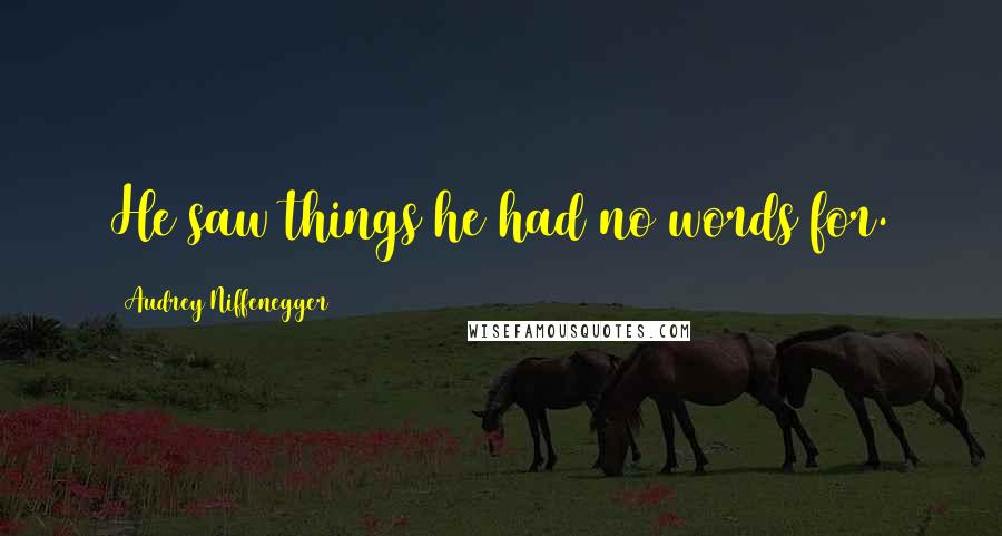 Audrey Niffenegger Quotes: He saw things he had no words for.