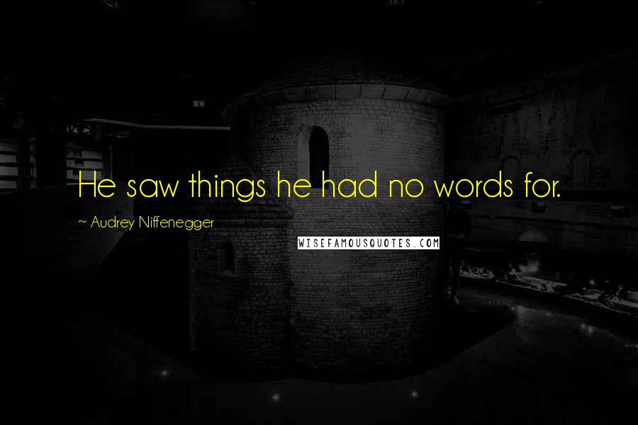 Audrey Niffenegger Quotes: He saw things he had no words for.