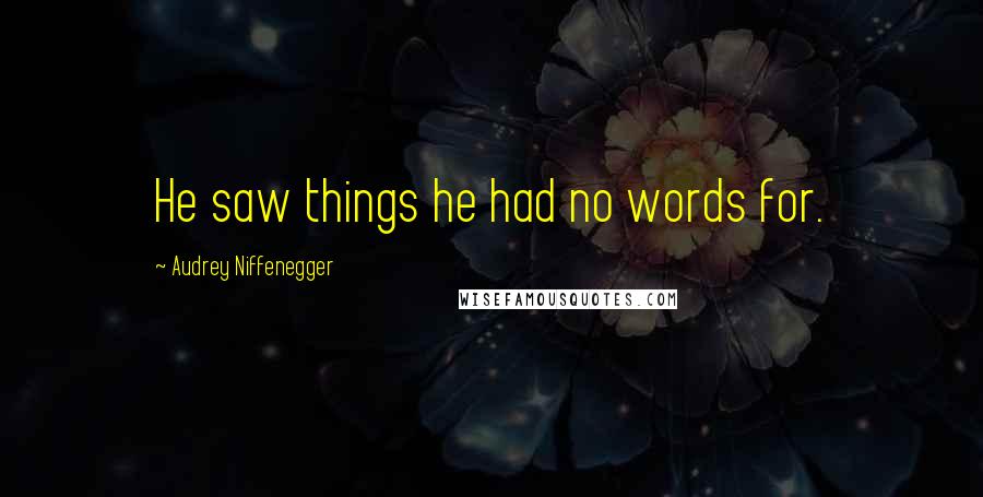 Audrey Niffenegger Quotes: He saw things he had no words for.