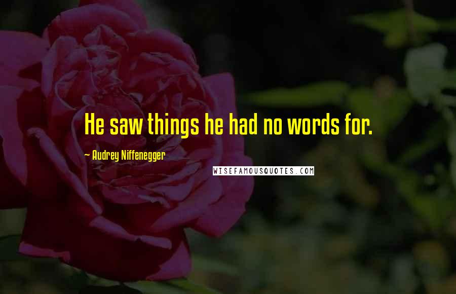 Audrey Niffenegger Quotes: He saw things he had no words for.